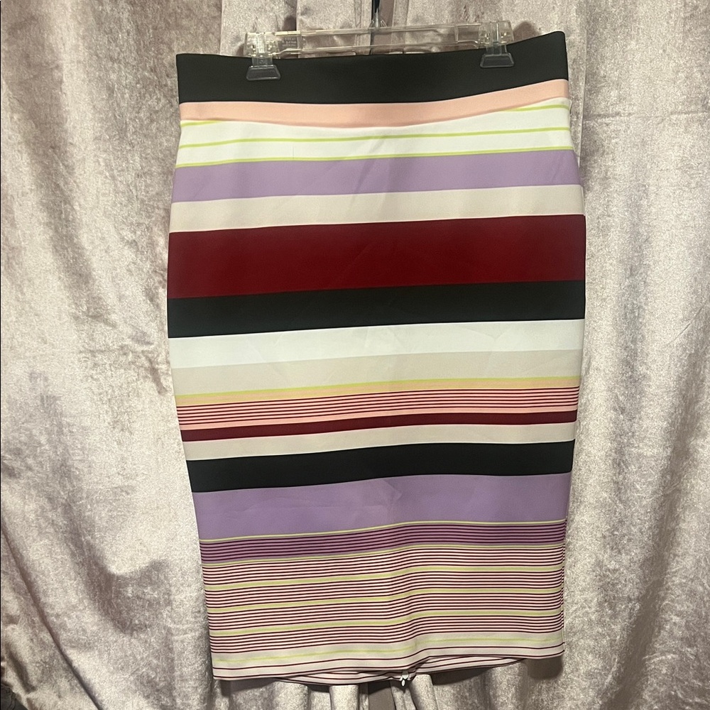 Eloquii Neoprene Striped Multicolor Pencil Skirt
